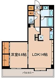 恒陽サンクレスト築地 6階1LDKの間取り