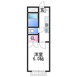 クレスト6 1Kの間取図画像