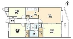 アルス立川 5階3LDKの間取り