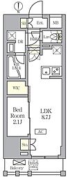 アジールコート王子 1LDKの間取図画像