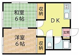 ハイツ久栄 2階2DKの間取り