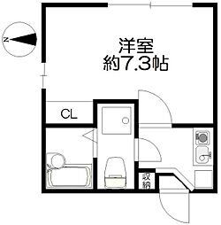 クレスト七島 1Kの間取図画像