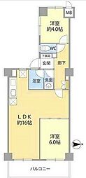 マートルコート調布第2 2LDKの間取図画像
