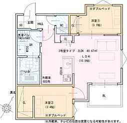 JR東海道・山陽本線 塚本駅 徒歩13分の賃貸アパート 3階2LDKの間取り