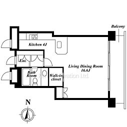 ベルファース芝公園オリックス乾ビル 1Kの間取図画像