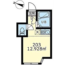 ユナイト黄金町ピスティッチ ワンルームの間取図画像