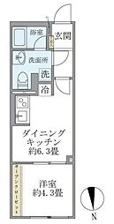 レピュア練馬レジデンス 4階1DKの間取り