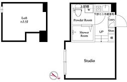 レジデンスY・M 1階ワンルームの間取り