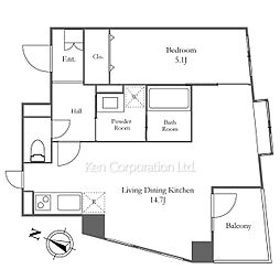 TheOrchidManor2 1LDKの間取図画像