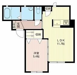 メゾン・ド・フルール 1階1LDKの間取り