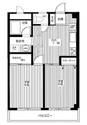 ノーブル中台 2DKの間取図画像