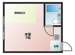 エスポワール八坂 2階ワンルームの間取り