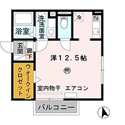 フォースクエア岡田 ワンルームの間取図画像