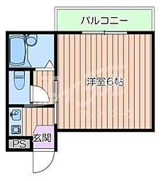 グランデール 1Kの間取図画像