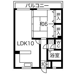 ヴァリエ大橋 1LDKの間取図画像