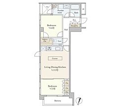 レジデンスヒルズ神山町 3階2LDKの間取り