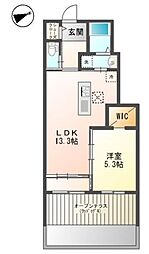フィオーレ西平山 1階1LDKの間取り