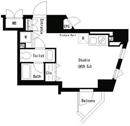 パークアクシス御徒町 ワンルームの間取図画像