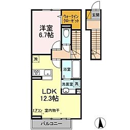 ロックヒル 1LDKの間取図画像