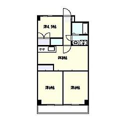 カーサー・ウチノ 3DKの間取図画像