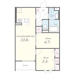 JR東海道・山陽本線 大久保駅 徒歩16分の賃貸アパート 2階2LDKの間取り