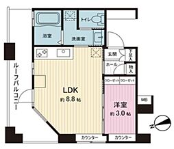 グランアビテ目白ステーションフロント 15階1LDKの間取り