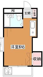 メイプルハウス 2階ワンルームの間取り