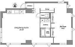 品川港南テラス 7階1LDKの間取り