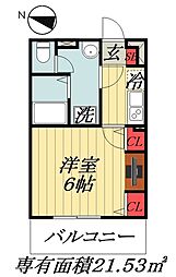 JR総武線 西船橋駅 徒歩11分の賃貸マンション 2階1Kの間取り