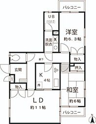 カスティーヨ杵島 1階2LDKの間取り
