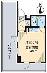 クオリアコート 5階ワンルームの間取り