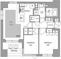 オーパスレジデンス日本橋水天宮 2階2LDKの間取り