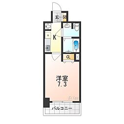 KDXレジデンス西大路 4階1Kの間取り