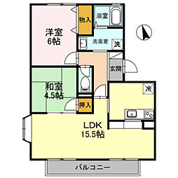 ビーハイブ 2階2LDKの間取り