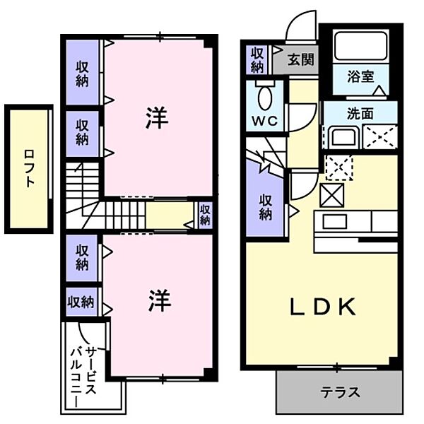イーストパーク　II ｜和歌山県和歌山市新中島(賃貸アパート2LDK・2階・64.98㎡)の写真 その2
