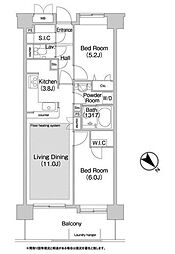 コンフォリア板橋仲宿 7階2LDKの間取り