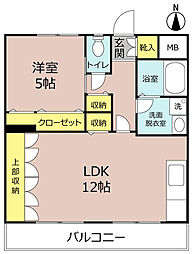 フォートアネックス 2階1LDKの間取り
