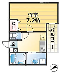 AREGRIA高速長田 1Kの間取図画像
