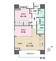 ファミールグラン銀座4丁目オーセンティア 2LDKの間取図画像