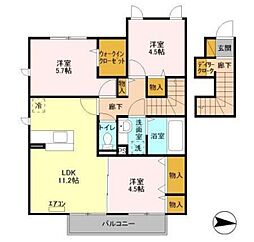 プランドール 2階3LDKの間取り