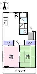 島崎ハイツ 2DKの間取図画像