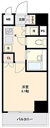 リクレイシア菊川 1Kの間取図画像