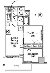 レジディア南品川2 5階2DKの間取り
