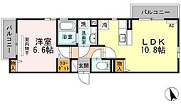 リベルテ大森 2階1LDKの間取り