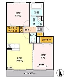 レイクガーデン 2LDKの間取図画像