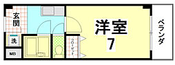 サンハイツ大新 4階1Kの間取り
