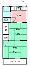 第三白雪荘 2階2Kの間取り