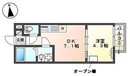 仮)八王子市北野町マンション新築工事 1DKの間取図画像