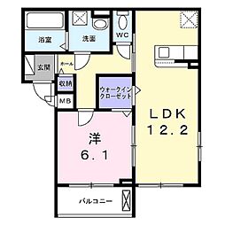 リボーン明誠 2階1LDKの間取り
