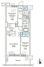 スカイグランデ津田沼 3階1SLDKの間取り